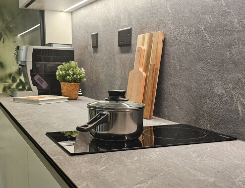 Illuminated Peninsula Kitchen